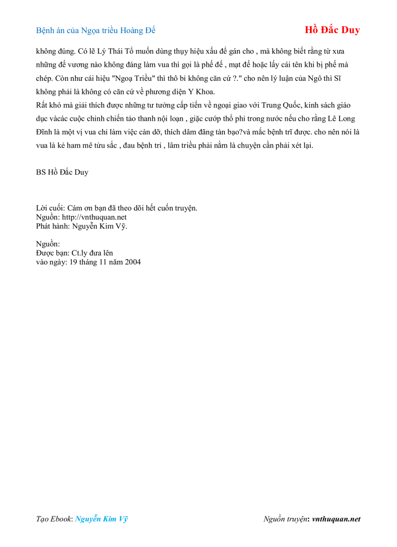 image for page Ebook Bệnh án của Ngọa triều Hoàng Đế Hồ Đắc Duy