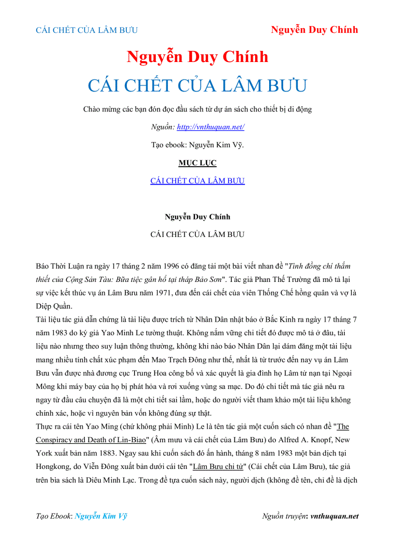 image for page Ebook CÁI CHẾT CỦA LÂM BƯU Nguyễn Duy Chính