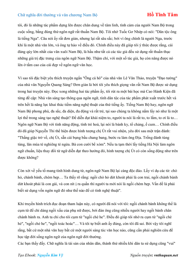 image for page Ebook Chữ nghĩa đời thường và văn chương Nam Bộ Hồ Tĩnh Tâm