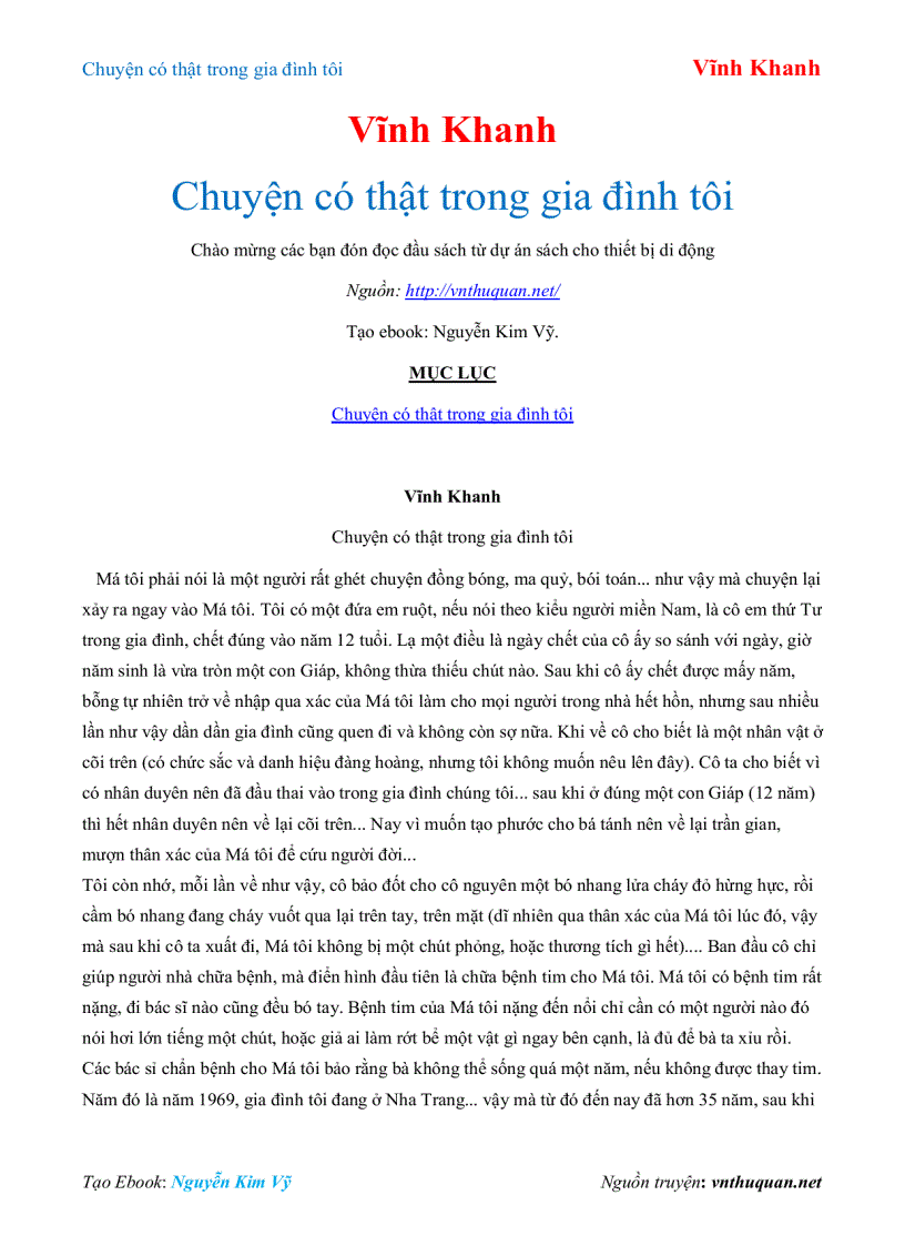 image for page Ebook Chuyện có thật trong gia đình tôi Vĩnh Khanh