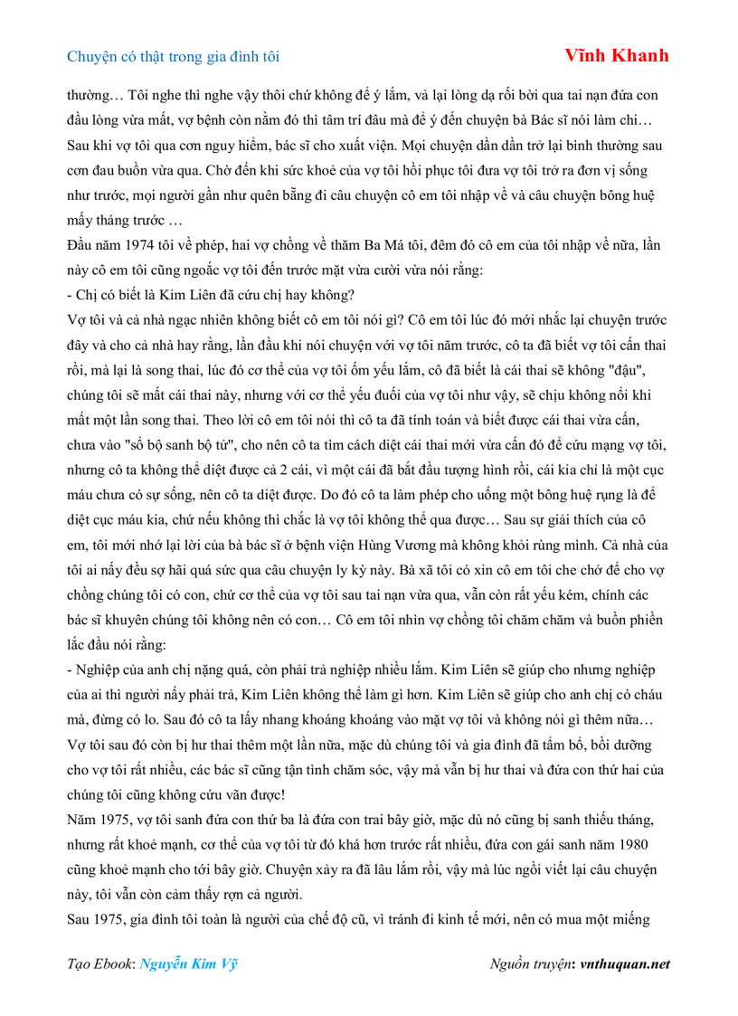 image for page Ebook Chuyện có thật trong gia đình tôi Vĩnh Khanh