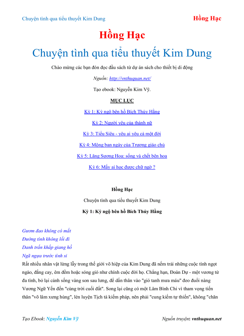 image for page Ebook Chuyện tình qua tiểu thuyết Kim Dung Hồng Hạc