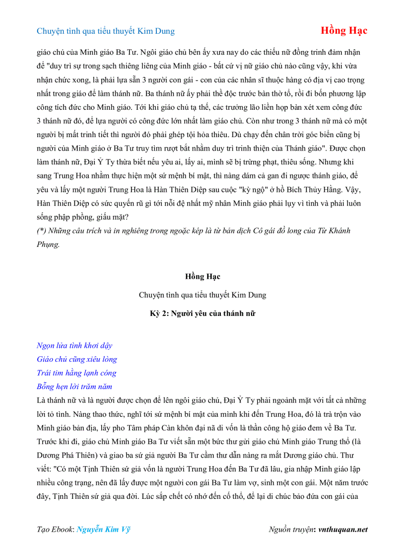 image for page Ebook Chuyện tình qua tiểu thuyết Kim Dung Hồng Hạc