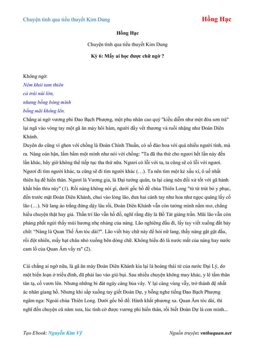 image for page Ebook Chuyện tình qua tiểu thuyết Kim Dung Hồng Hạc