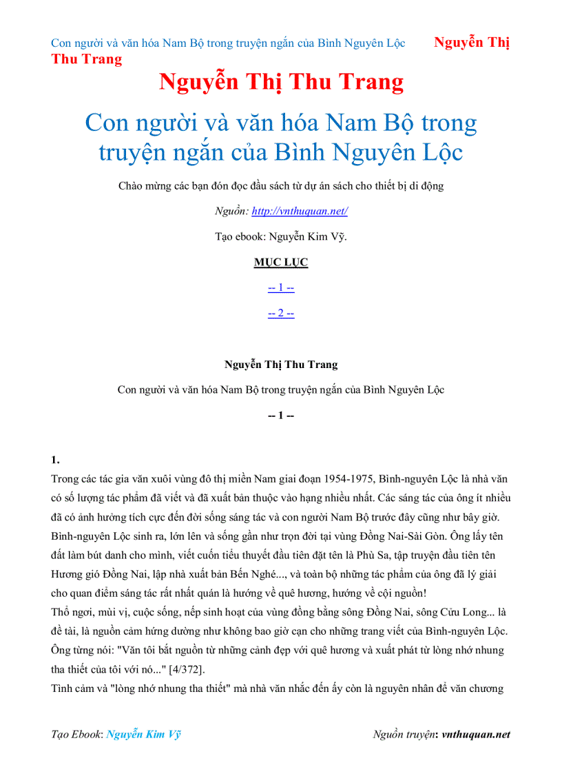 image for page Ebook Con người và văn hóa Nam Bộ trong truyện ngắn của Bình Nguyên Lộc Nguyễn Thị Thu Trang