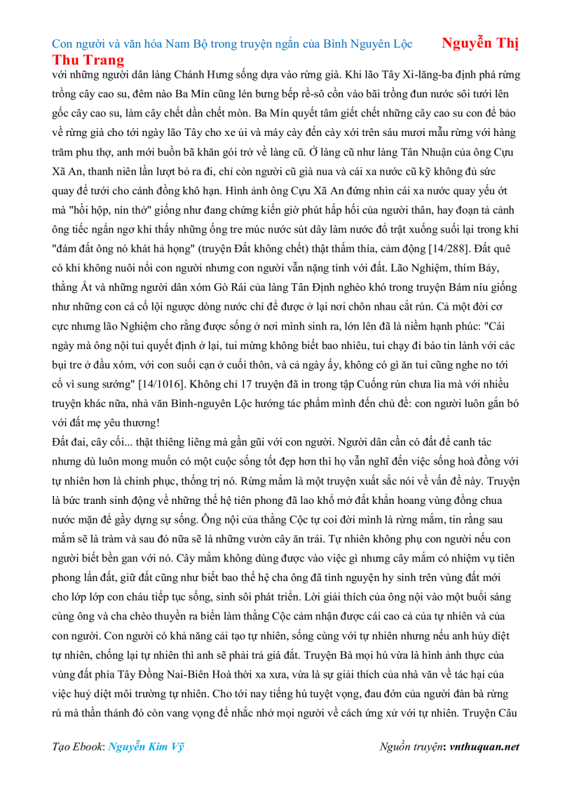 image for page Ebook Con người và văn hóa Nam Bộ trong truyện ngắn của Bình Nguyên Lộc Nguyễn Thị Thu Trang