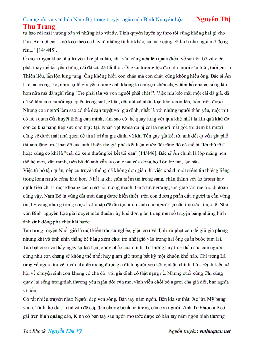 image for page Ebook Con người và văn hóa Nam Bộ trong truyện ngắn của Bình Nguyên Lộc Nguyễn Thị Thu Trang