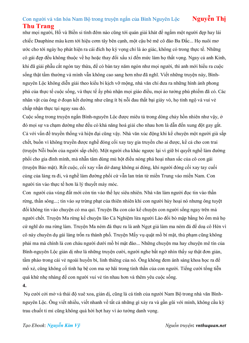 image for page Ebook Con người và văn hóa Nam Bộ trong truyện ngắn của Bình Nguyên Lộc Nguyễn Thị Thu Trang