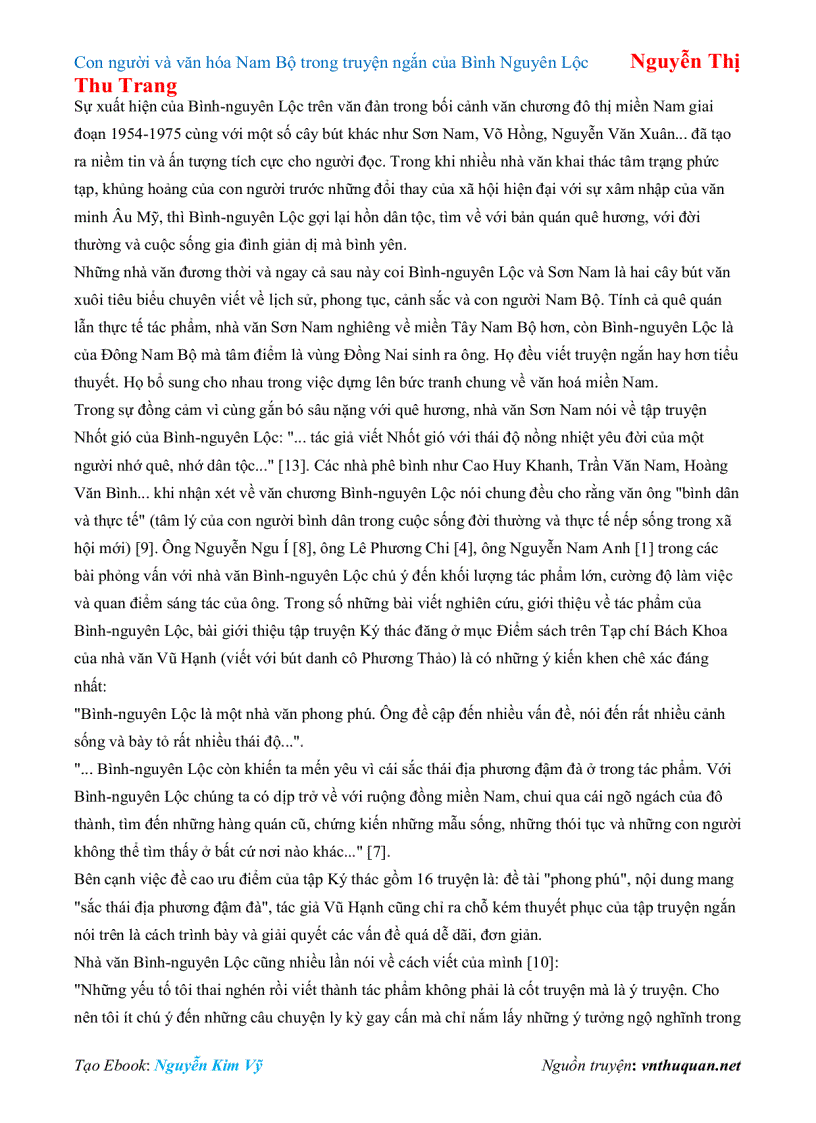 image for page Ebook Con người và văn hóa Nam Bộ trong truyện ngắn của Bình Nguyên Lộc Nguyễn Thị Thu Trang