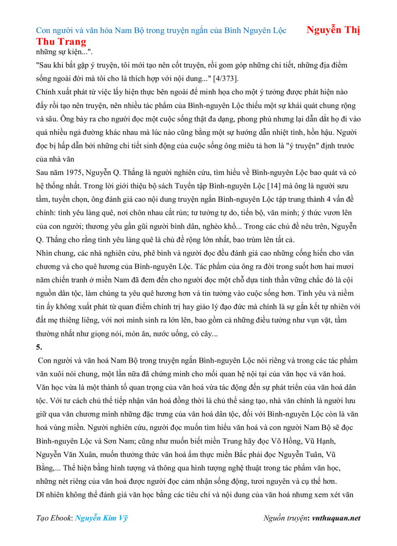 image for page Ebook Con người và văn hóa Nam Bộ trong truyện ngắn của Bình Nguyên Lộc Nguyễn Thị Thu Trang