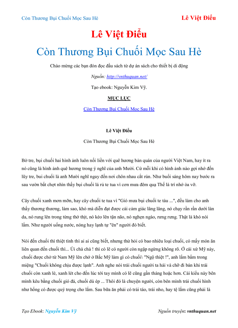 image for page Ebook Còn Thương Bụi Chuối Mọc Sau Hè Lê Việt Điểu