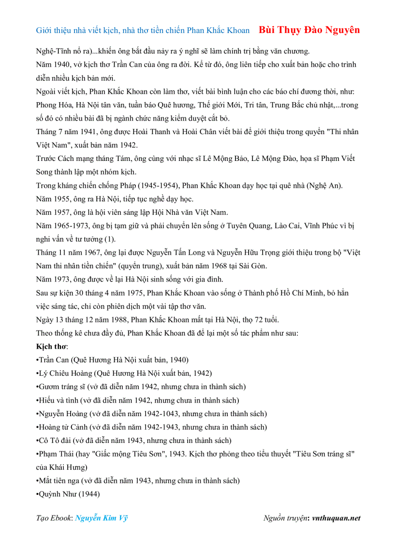 image for page Ebook Giới thiệu nhà viết kịch nhà thơ tiền chiến Phan Khắc Khoan Bùi Thụy Đào Nguyên