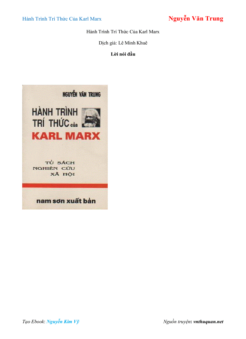 Ebook Hành Trình Trí Thức Của Karl Marx Nguyễn Văn Trung