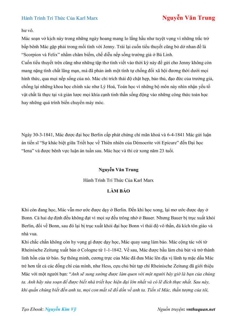 image for page Ebook Hành Trình Trí Thức Của Karl Marx Nguyễn Văn Trung