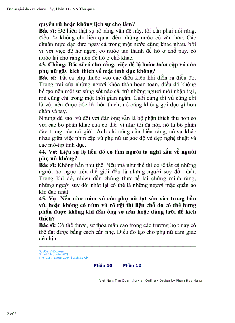 image for page Hỏi đáp với bác sỹ về tình dục