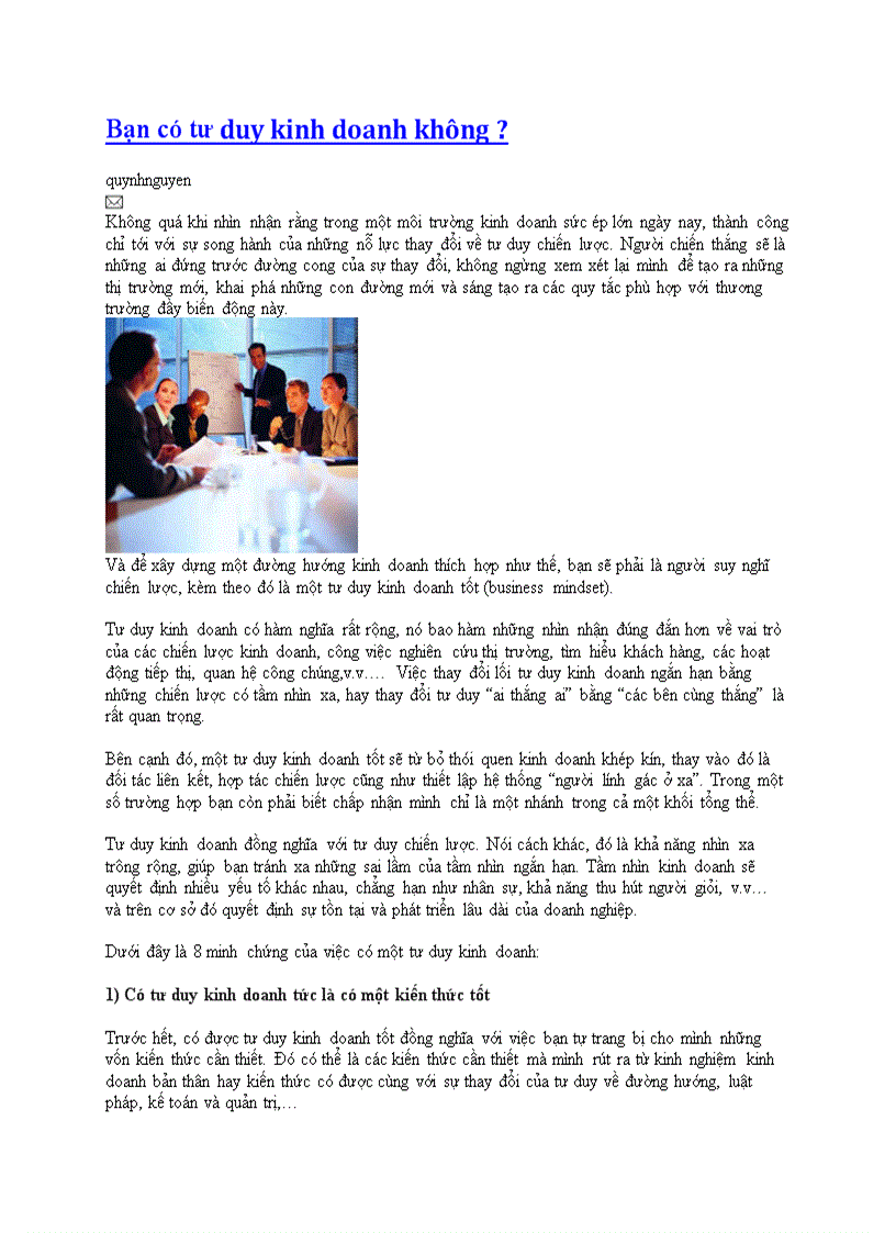 image for page Bạn có tư duy kinh doanh không