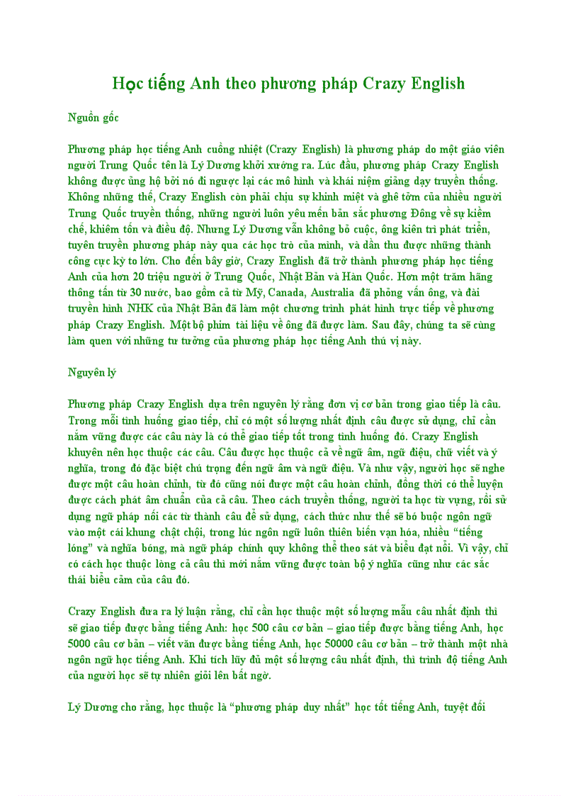 image for page Học tiếng Anh theo phương pháp Crazy English