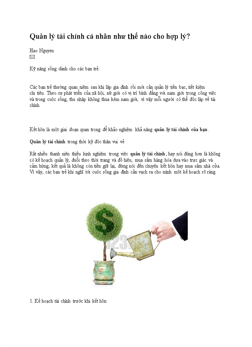 image for page Quản lý tài chính cá nhân như thế nào cho hợp lý