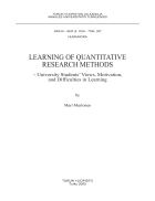 Murtonen dissertation without articles Learning of quantatative reseach method