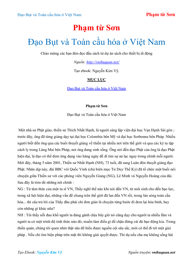 image for page Ebook Đạo Bụt và Toàn cầu hóa ở Việt Nam Phạm từ Sơn