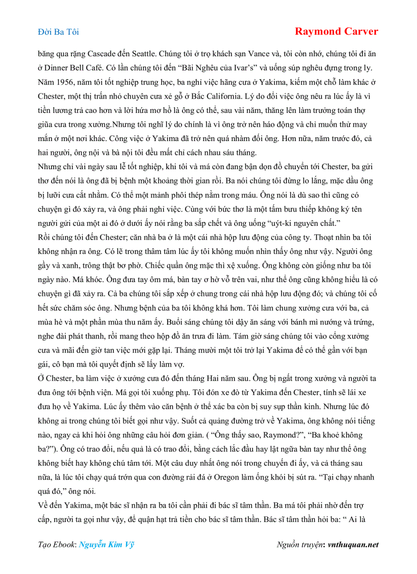 image for page Ebook Đời Ba Tôi Raymond Carver