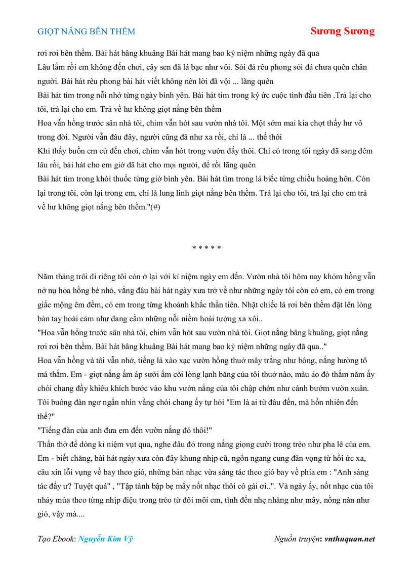 image for page Ebook GIỌT NẮNG BÊN THỀM Sương Sương