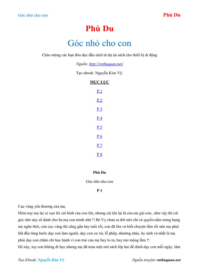 image for page Ebook Góc nhỏ cho con Phù Du
