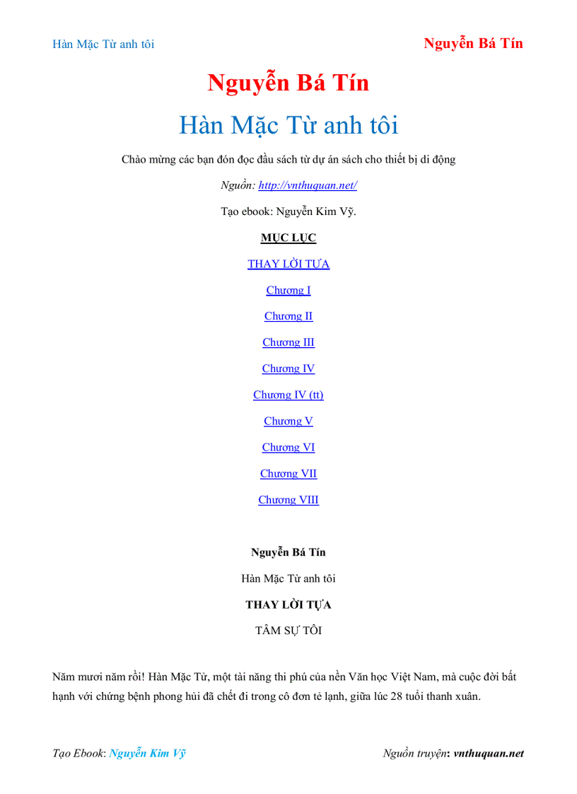 image for page Ebook Hàn Mặc Từ anh tôi Nguyễn Bá Tín