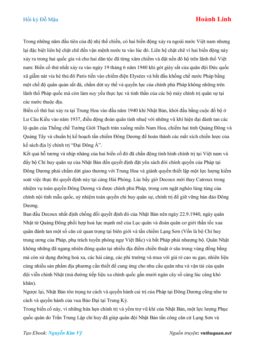 image for page Ebook Hồi ký Đỗ Mậu Hoành Linh