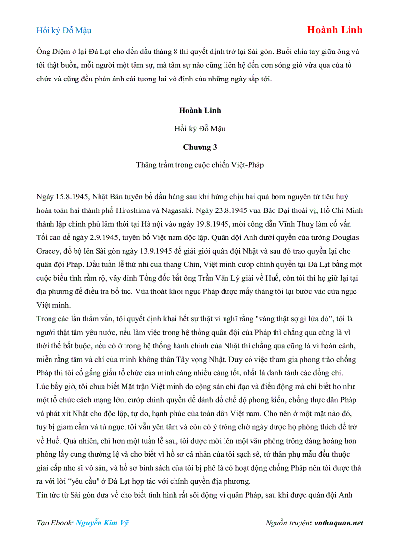 image for page Ebook Hồi ký Đỗ Mậu Hoành Linh