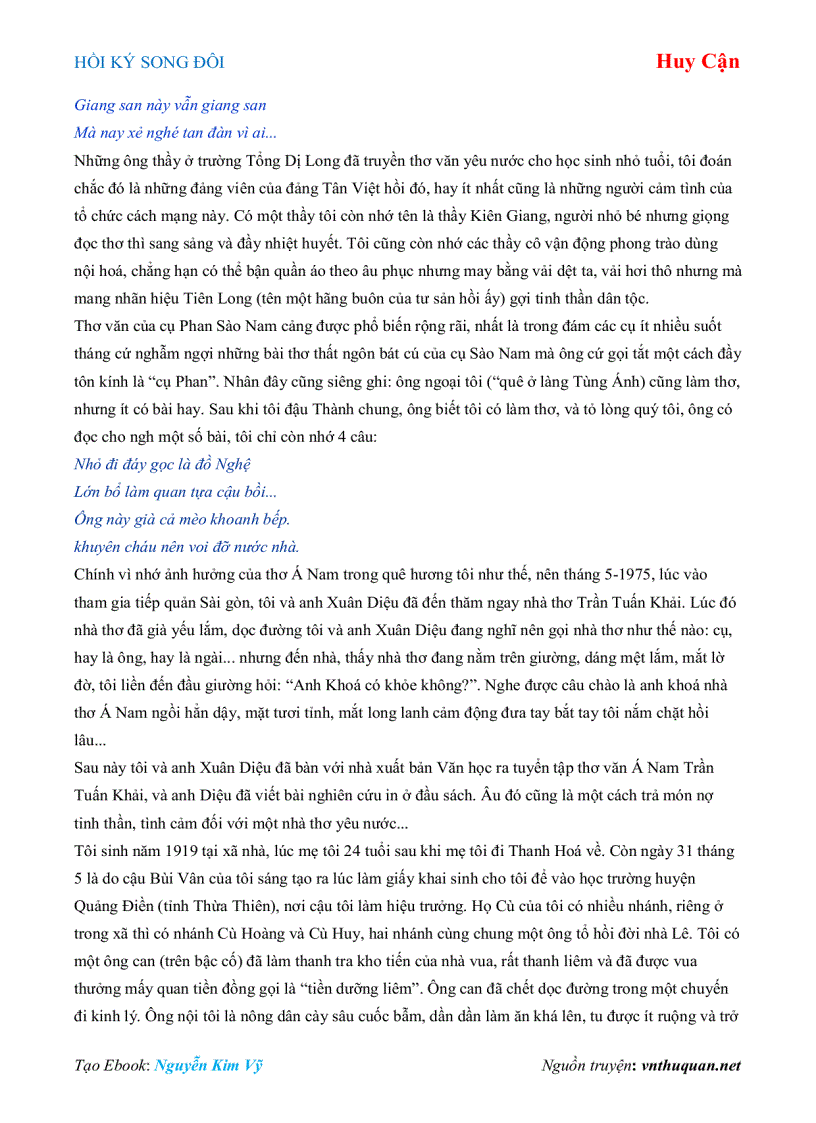 image for page Ebook HỒI KÝ SONG ĐÔI Huy Cận