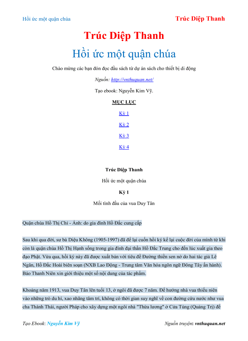 image for page Ebook Hồi ức một quận chúa Trúc Diệp Thanh