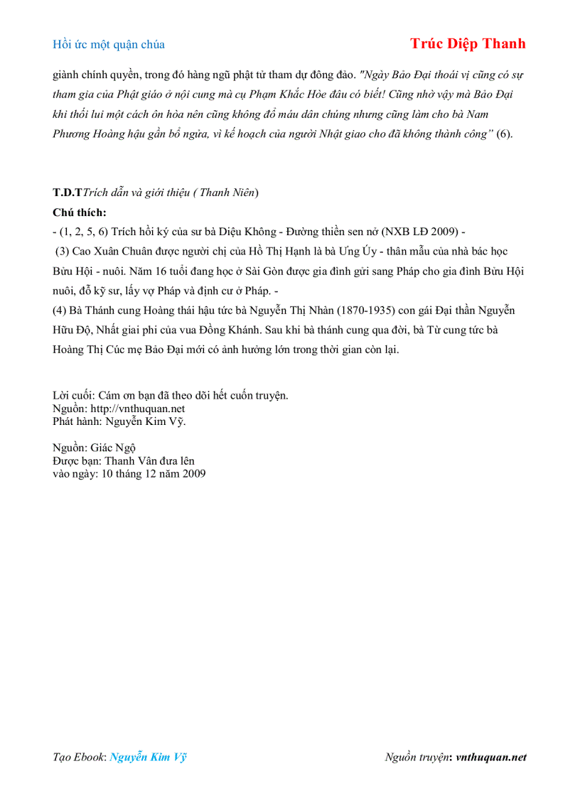 image for page Ebook Hồi ức một quận chúa Trúc Diệp Thanh