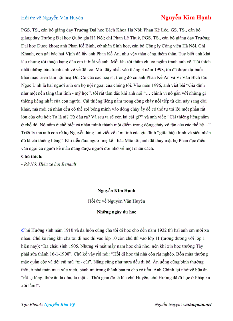 image for page Ebook Hồi ức về Nguyễn Văn Huyên Nguyễn Kim Hạnh