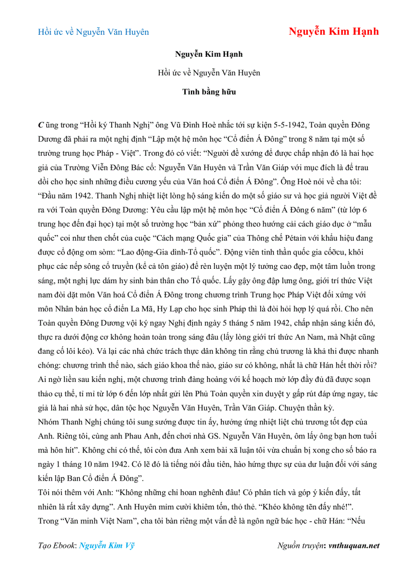 image for page Ebook Hồi ức về Nguyễn Văn Huyên Nguyễn Kim Hạnh