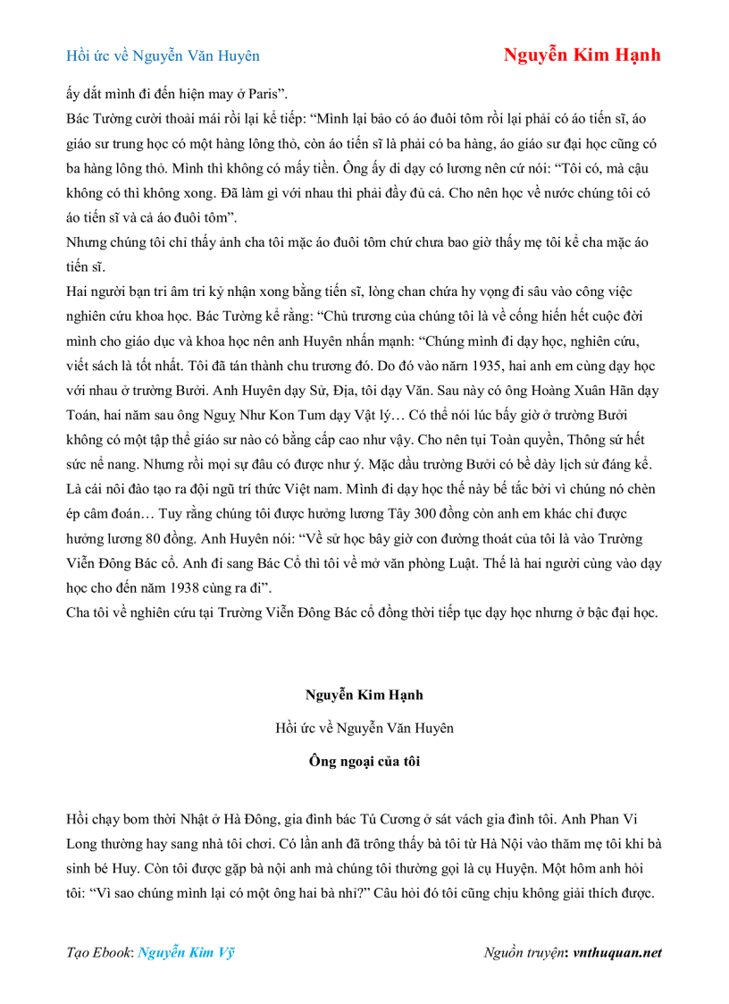 image for page Ebook Hồi ức về Nguyễn Văn Huyên Nguyễn Kim Hạnh