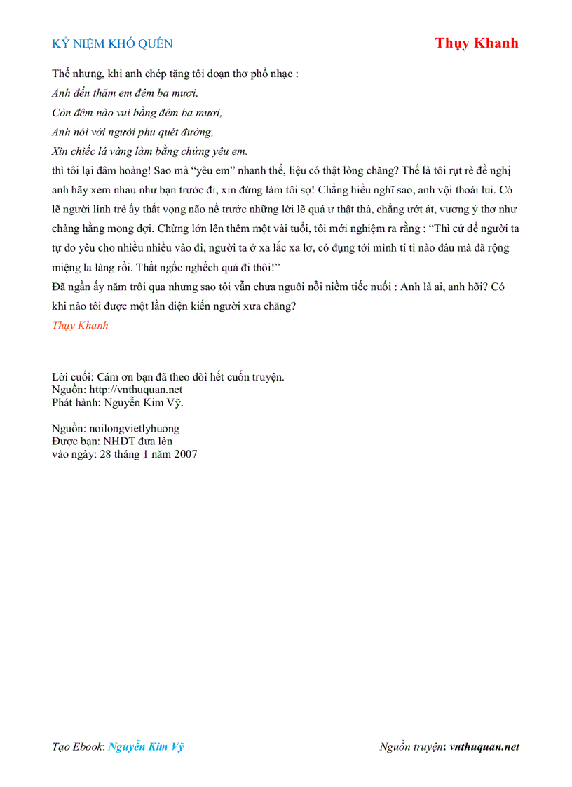 image for page Ebook KỶ NIỆM KHÓ QUÊN Thụy Khanh