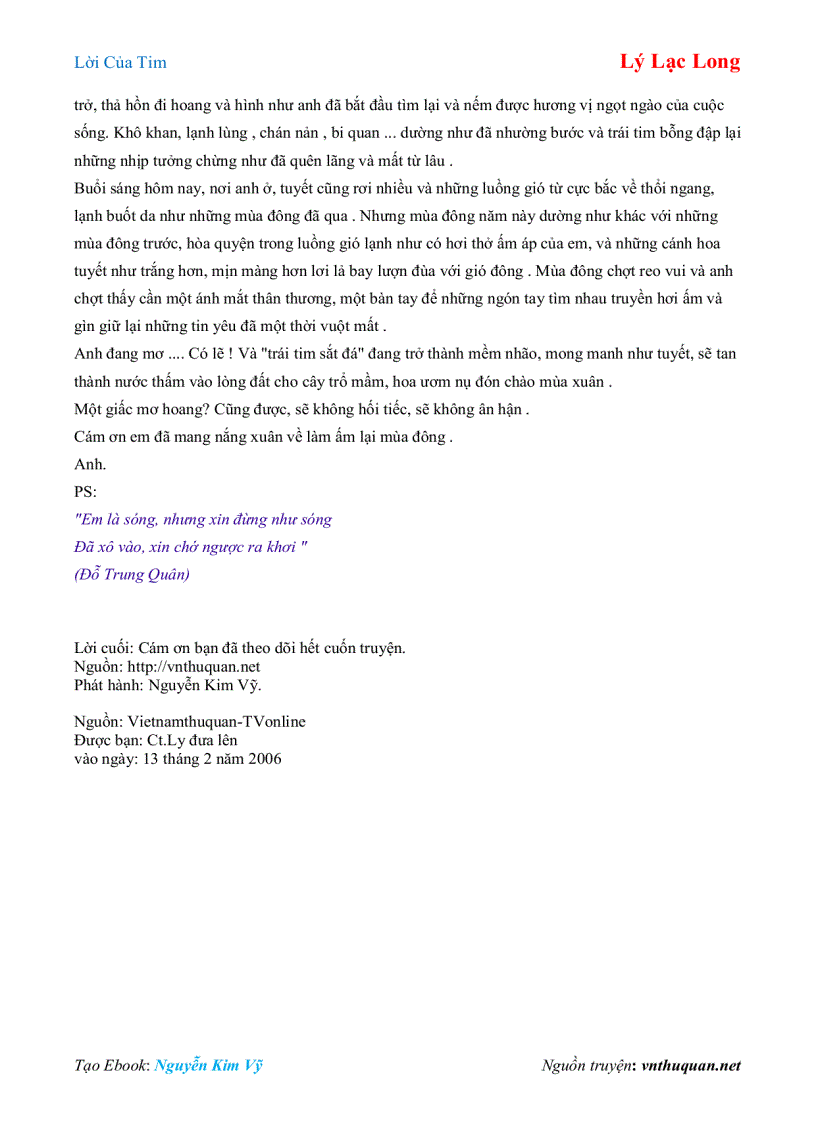 image for page Ebook Lời Của Tim Lý Lạc Long