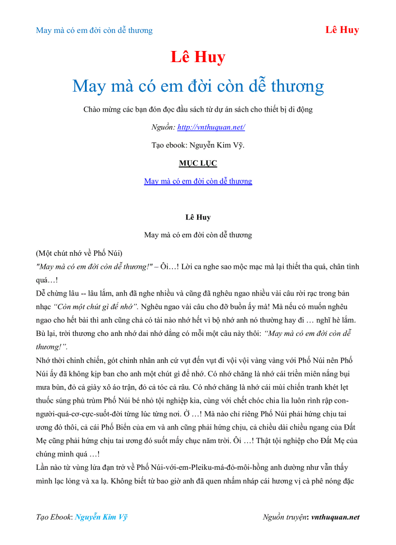 image for page Ebook May mà có em đời còn dễ thương Lê Huy