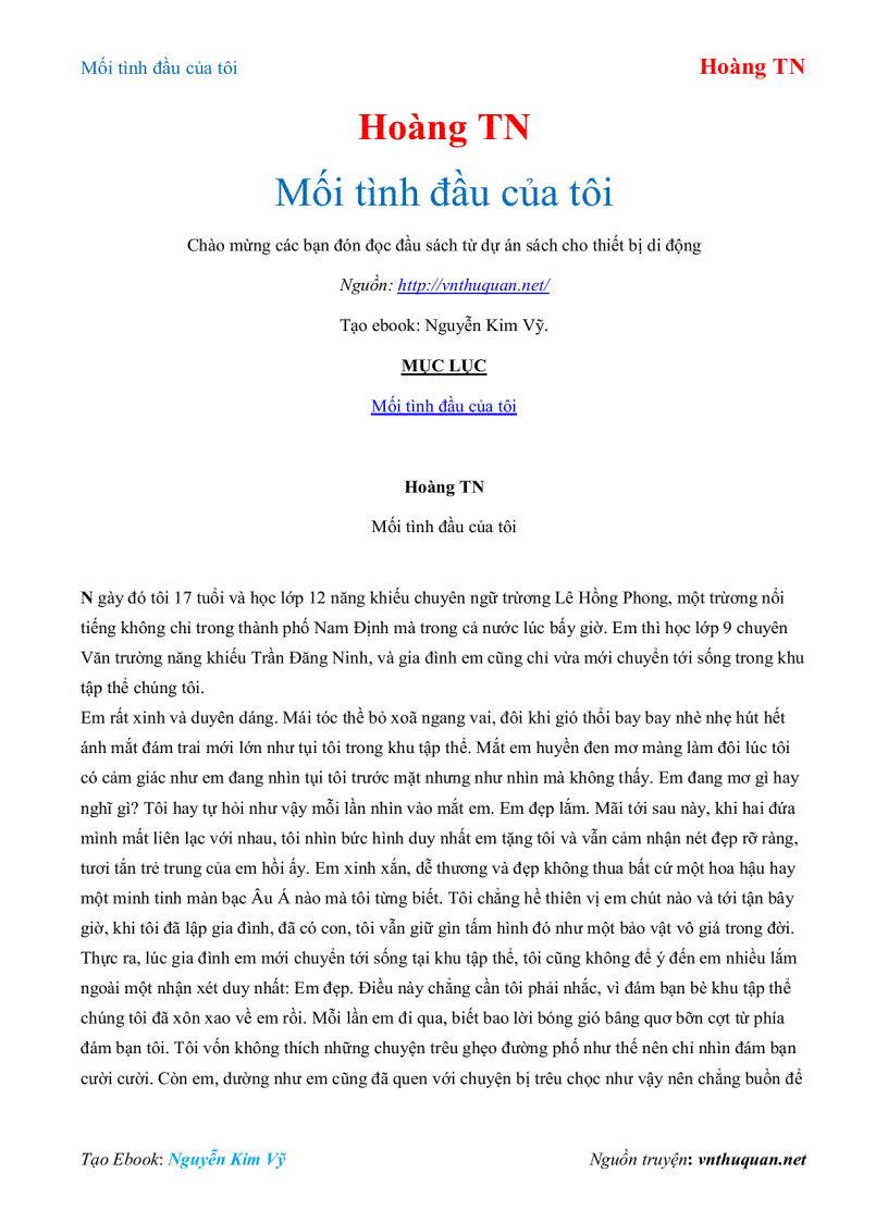 image for page Ebook Mối tình đầu của tôi Hoàng TN