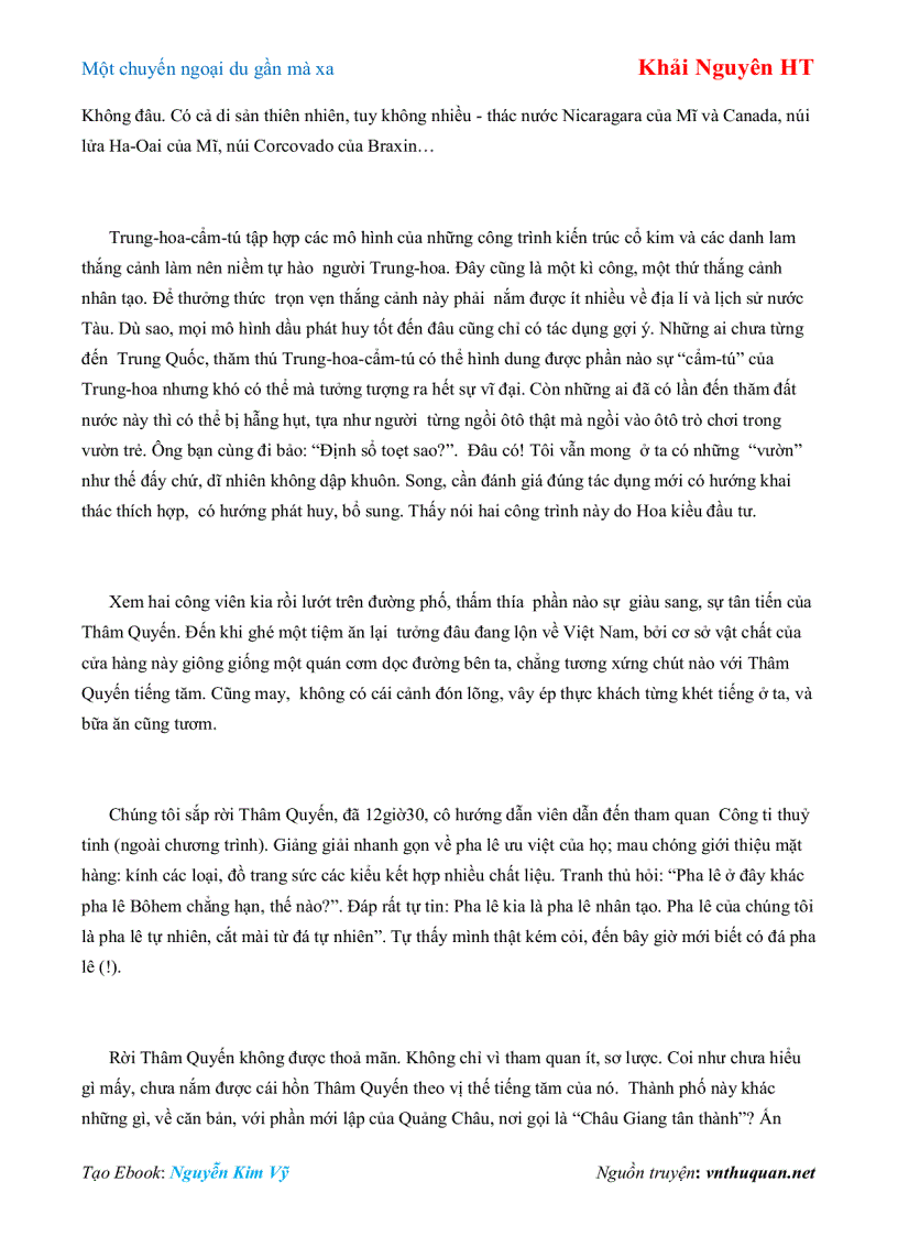 image for page Ebook Một chuyến ngoại du gần mà xa Khải Nguyên HT