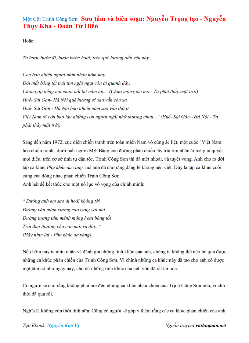 image for page Ebook Một Cõi Trịnh Công Sơn Sưu tầm và biên soạn Nguyễn Trọng tạo Nguyễn Thụy Kha Đoàn Tử Hiến