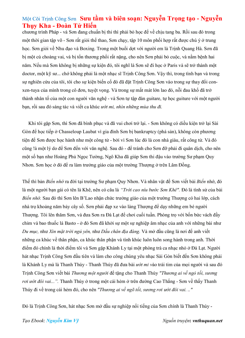 image for page Ebook Một Cõi Trịnh Công Sơn Sưu tầm và biên soạn Nguyễn Trọng tạo Nguyễn Thụy Kha Đoàn Tử Hiến