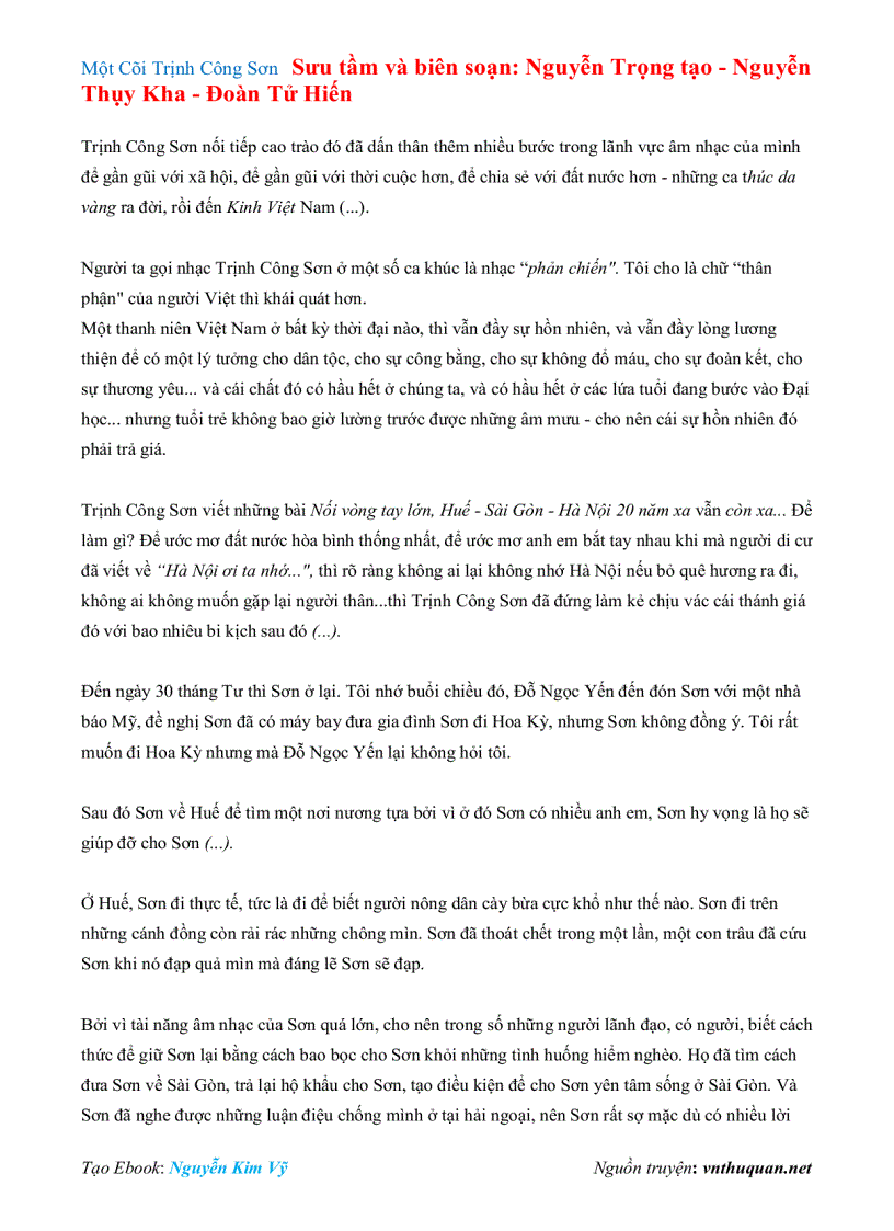 image for page Ebook Một Cõi Trịnh Công Sơn Sưu tầm và biên soạn Nguyễn Trọng tạo Nguyễn Thụy Kha Đoàn Tử Hiến