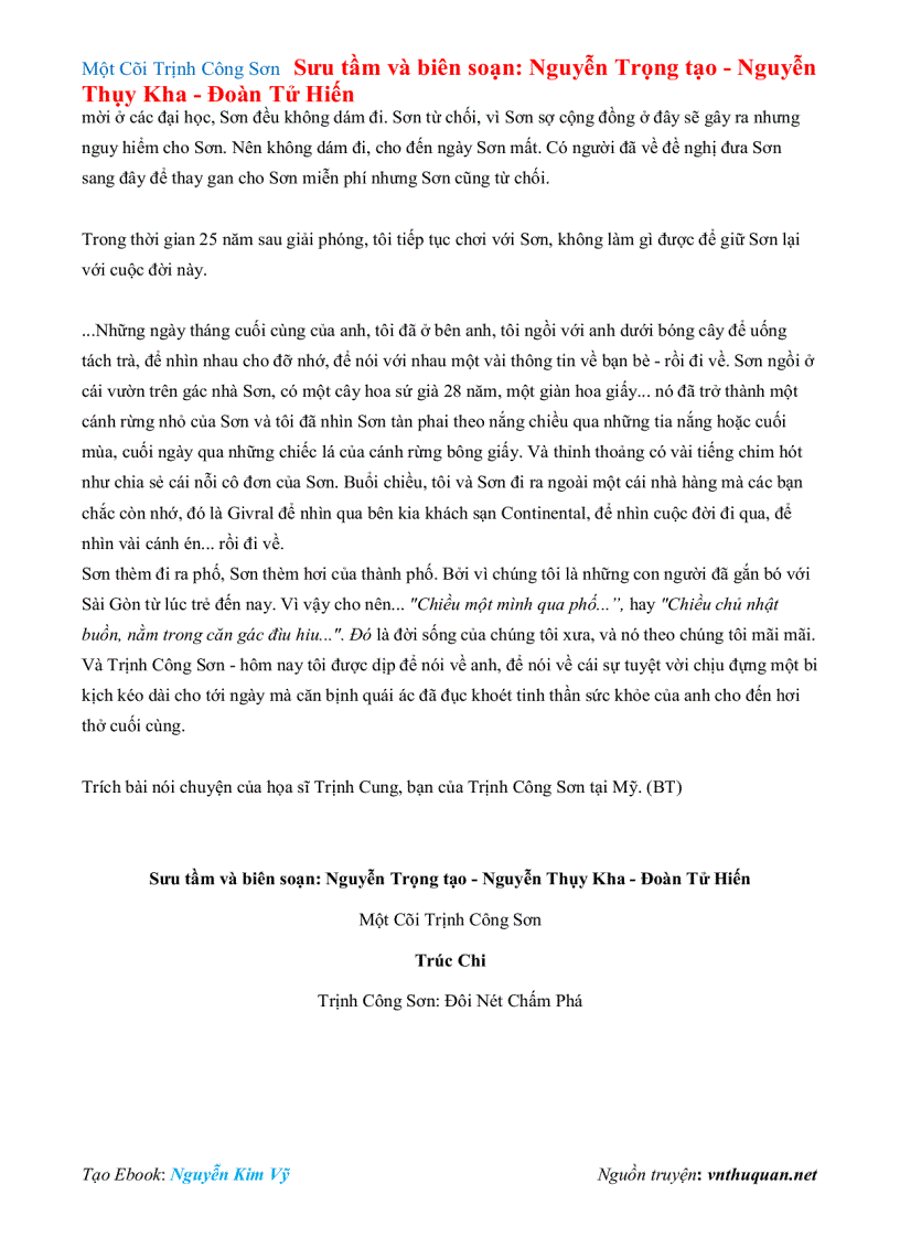 image for page Ebook Một Cõi Trịnh Công Sơn Sưu tầm và biên soạn Nguyễn Trọng tạo Nguyễn Thụy Kha Đoàn Tử Hiến