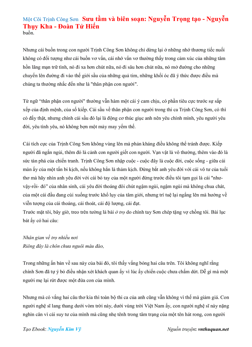 image for page Ebook Một Cõi Trịnh Công Sơn Sưu tầm và biên soạn Nguyễn Trọng tạo Nguyễn Thụy Kha Đoàn Tử Hiến