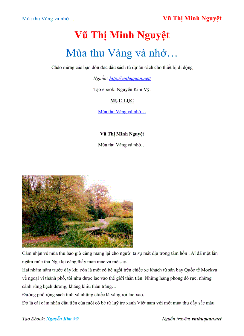 image for page Ebook Mùa thu Vàng và nhớ Vũ Thị Minh Nguyệt