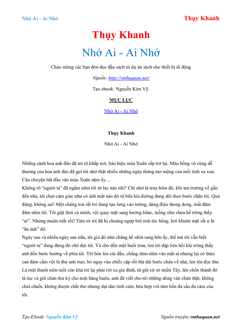 image for page Ebook Nhớ Ai Ai Nhớ Thụy Khanh