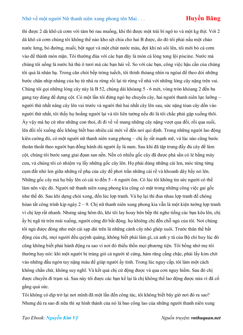 image for page Ebook Nhớ về một người Nữ thanh niên xung phong tên Mai Huyền Băng