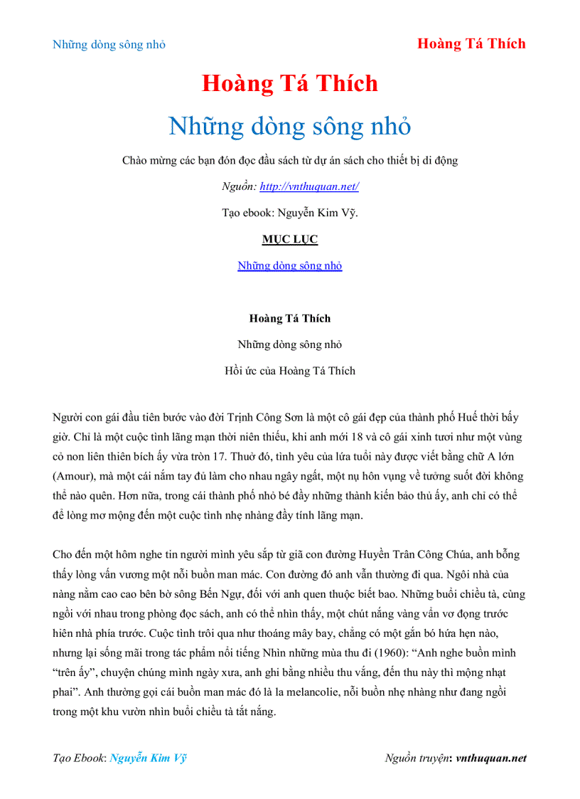 image for page Ebook Những dòng sông nhỏ Hoàng Tá Thích